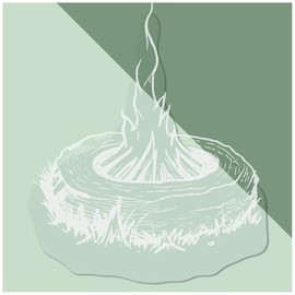 Small 100mm 'Campfire Pit ' Clear Static Window Cling Sticker/Decal (White) (WC00109968)