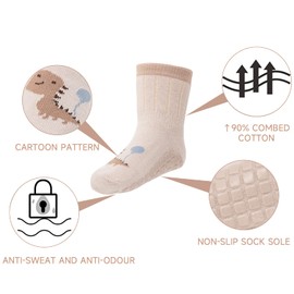 ZYUPHY Stopper Socks Baby Children Cotton 5 Pairs ABS Socks Baby Crawling Socks Baby Socks Cartoon Warm Non-Slip Socks Children, B colours