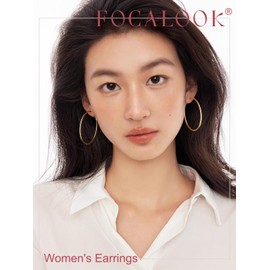 FOCALOOK Women's Stainless Steel Earrings, Hypoallergenic, 18k Gold, Silver, Large, Hollow, Lightweight, Popular, Fashionable, Stainless Steel