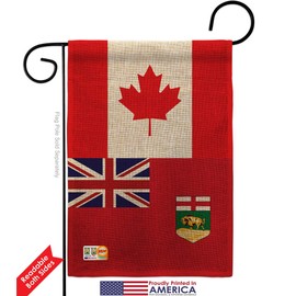 Canada Provinces Manitoba Burlap Garden Flag Set Wood Dowel Regional Canadian Territories Region Country Particular Area Small Decorative Gift Yard House Banner Double-Sided Made In USA 13 X 18.5