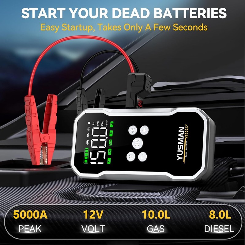 Jump Starter, 6000A Car Jump Starter with Air Compressor, 150PSI