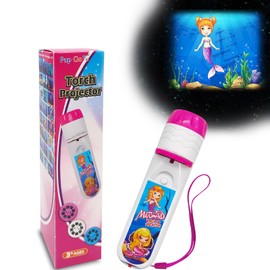 Pup Go Pup Go Mermaid Torch and Projector with 3 Discs 24 Images, Pink Torches Toys for Girl Age 3 4 5 6 7 Year Old Kids, Fairy Gifts for Girls, Projector Night Light for Children Toddler(Mermaid)