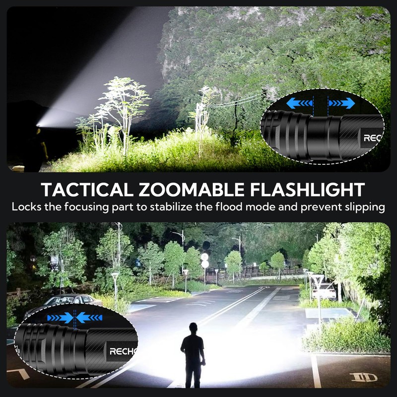 RECHOO S2000 LED Flashlight High Lumens, Super Bright, Powerful, Mid-Size