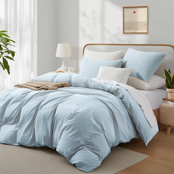 Boqingzhu Cotton Bed Linen 135 x 200 cm Blue Light