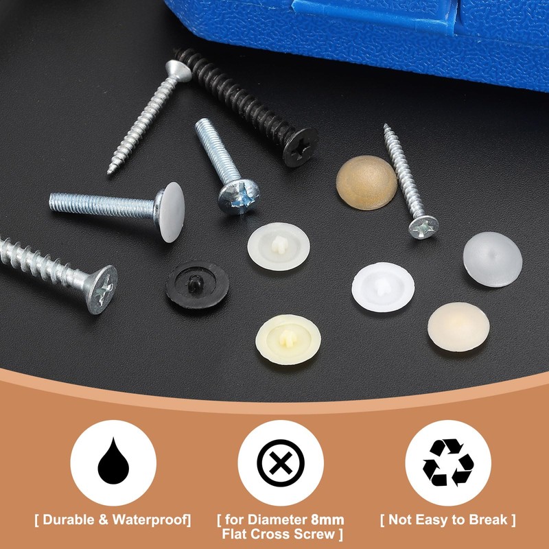sourcing map Screw Caps, 228Pcs 12mm - Plastic Self-Tapping Screw