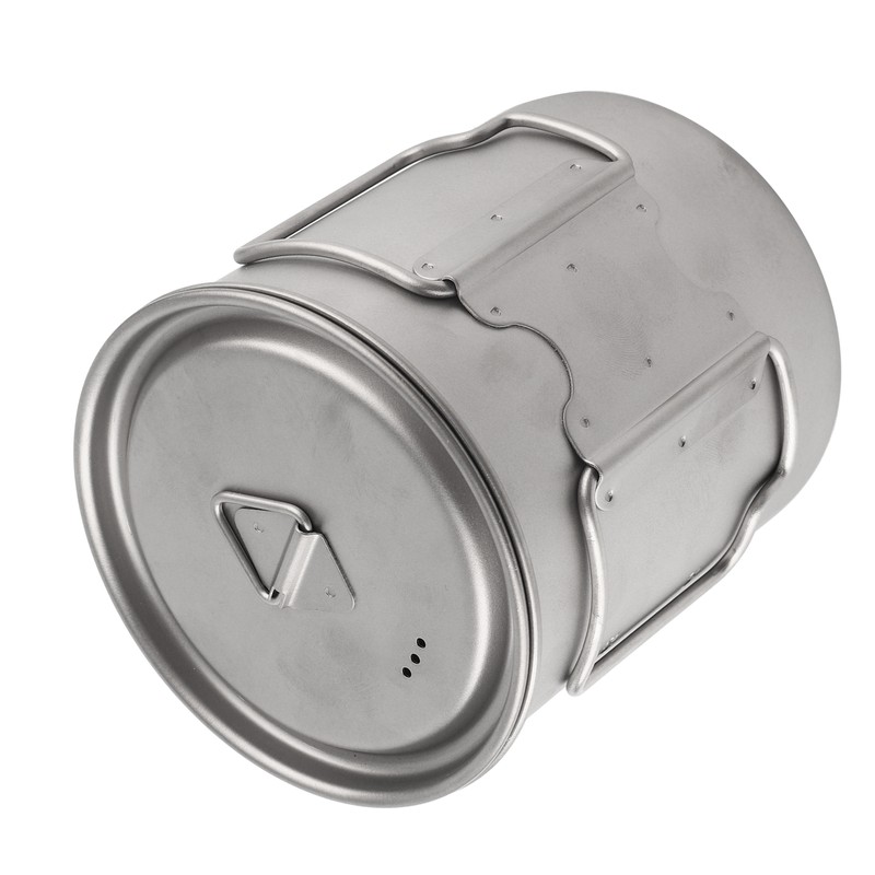 Outdoor Drinking Cup with Foldable Handle Titanium Mug with Lid