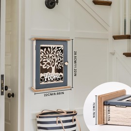 YYTECH Wooden Key Box Vintage Key Box Hallway Key Box with 6 Key Hooks Wooden Key Box Hollow Retro Design for Keys, Jewellery, Small Items