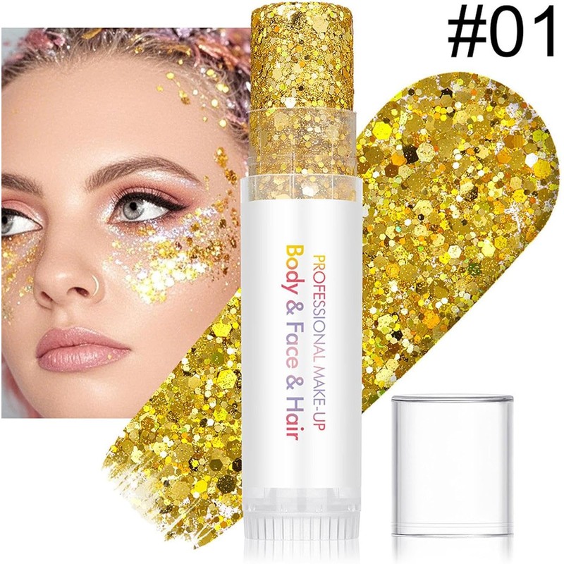 Stick De Purpurina Para El Rostro Gel Reluciente De Colores