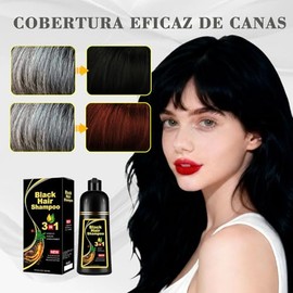 shampoo con tinte 3 en 1,Champú Colorante para Teñir el Cabello,hair dye shampoo para Cubrir Canas Negro,Fórmula con Ingredientes Herbales,Sin Amoniac