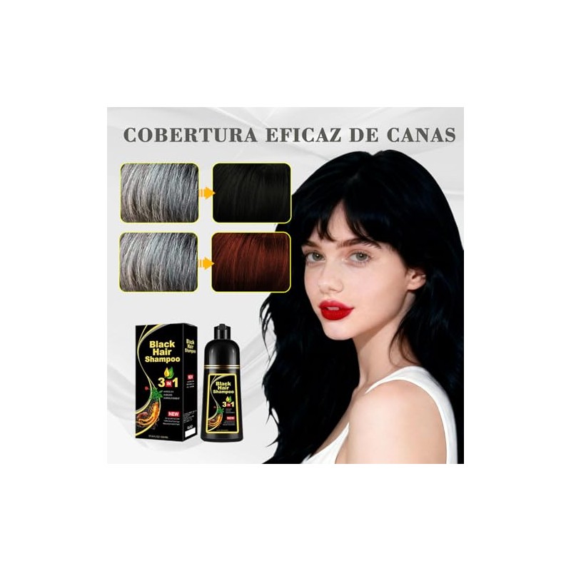 shampoo con tinte 3 en 1,Champú Colorante para Teñir el