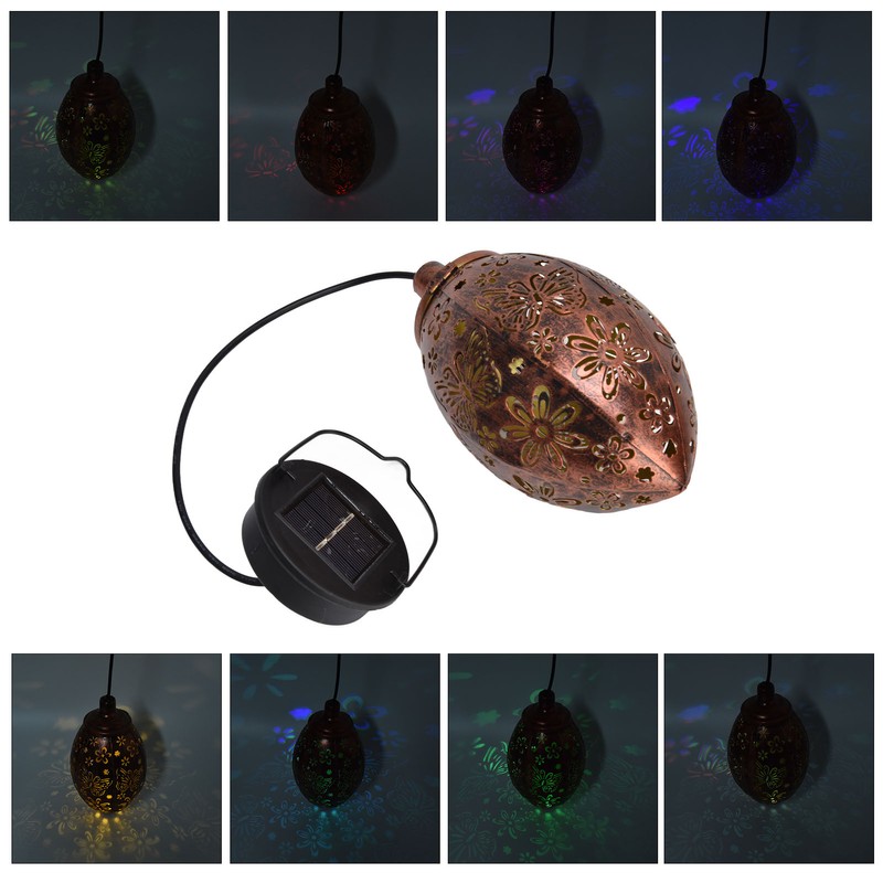 Iron Hollow Water Drop Lamp Solar LED Lantern Garland Garden