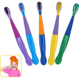 Handzahnbürste für Kinder, 15,7 cm, weiche Borsten, tragbare Mini-Bürste, für Kinder ab 3 Jahren, 5 Stück