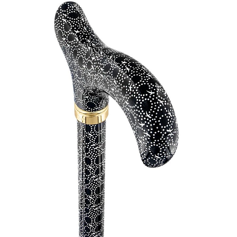 Midnight Rain Adjustable Designer Derby Walking Cane with Engraved Collar