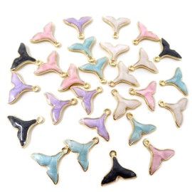 Honbay - 30 colgantes de aleación esmaltada de cola de pescado delicado, lindo, cola de ballena, cola de delfín, colgantes minúsculos, abalorios para llaveros, arete, pulseras, collares, fabricación