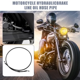X AUTOHAUX 120cm AN3 M10 Car Hydraulic Brake Line Oil Hose Pipe Fitting 28° 28° Stainless Steel for Car Motorcycle Dirt Racing Bike Black