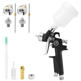 Mini HVLP Air Spray Gun Kit, with 0.8mm & 1.0mm Nozzles&125cc Cup, Small Automotive Paint Sprayer, Paint Guns Touch Up Detail Spot Repair, for House Painting, Furniture, Cars