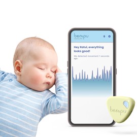 Bempu Bellybutton Smart Breathing Baby Monitor for Safer Sleep with Gentle Vibration, App Notifications, Easy to Clip, Portable, Medical-Grade Materials & Non-Bulky Design (Yellow)