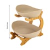 YIYIBYUS 2 Tier Bamboo & Ceramic Fruit Basket for Kitchen