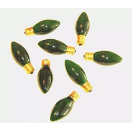 Unbranded C9 Green Transparent Christmas Incandescent Bulbs Lights 7W 130V Brass Base 8pc