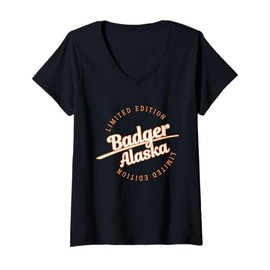 Womens Retro Athletic Badger AK Apparel V-Neck T-Shirt