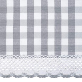 Achim Home Furnishings Buffalo Check Gathered Swag Window Curtain Pair, 72" x 63", Grey, Grey & White