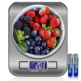 Báscula Digital de Cocina,Báscula de Cocina Digital de Acero Inoxidable, Báscula de Cocina Impermeable para el Hogar con Pantalla LCD,Báscula de Gramos Multifuncional para Hornear Alimentos,5 kg/11lb