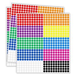 Ouzoustate 1/4" Colored Dot Stickers 2750 PCS Round Circle Stickers Colored Coding Labels Yard Garage Sale Price Stickers (Colorful)