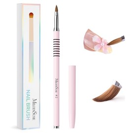 MelodySusie Pincel para uñas acrílicas 3D Kolinsky, pincel profesional para esculpir uñas con mango antideslizante de metal rosa, para aplicación de a