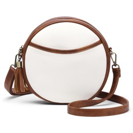 GAEKEAO Crossbody Bags for Women Circle Cross Body Vegan Leather Shoulder Bag Purses Handbags with Adjustable Straps