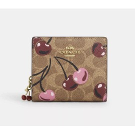 Coach Snap Wallet - CZ347 Signature Coated Canvas w/Pink Cherry Print - NWT