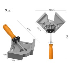 2 Pcs Right Angle Clamp, 90 Degree Corner Clamps for Woodwork, Single Handle Aluminium Alloy Vice with Adjustable Swing Jaw, Woodworking Clamps for DIY Woodworking Welding