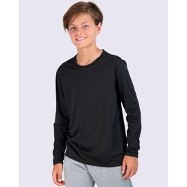 4 Pack:Boys Youth Active Wear Athletic Quick Dry-Fit Moisture Wicking Performance Basketball Gym Essentials Sport Long Sleeve Crew Undershirt Tee Top Top-Set 11, Small - (6,7)