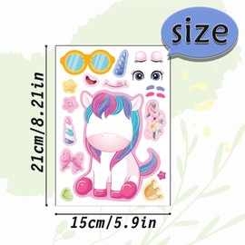 24 Sheets 8.27''×5.9'' Make Your Own Unicorns Stickers for Kids Toddlers, Make a Face Stickers for Kids Party Favors Activities