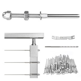 Muzata 60 Pack 1/8" Cable Railing Hardware Kit Hand Swage Threaded Stud Tensioner for 2x2 Metal Post T316 Stainless Steel Deck Cable Railing System CR23