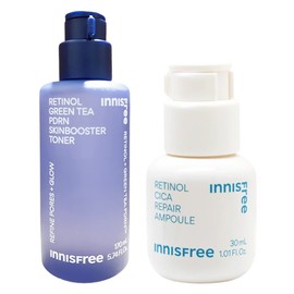 Innisfree Retinol Green Tea PDRN Skin Booster Toner + Retinol Cica Trace Ampoule 30mL / 이니스프리 레티놀 그린티 PDRN 스킨부스터 토너+레티놀 시카 흔적 앰플 30mL