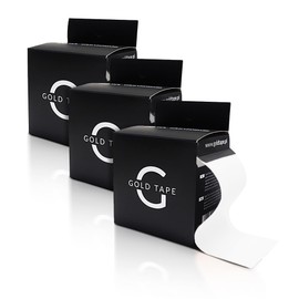 Gold Tape Kinesiology Tape Set of 3 White Hypoallergenic Waterproof Bandage Muscle Recovery Medical Tape - 5 cm x 5 m | Physio Tape for Injuries | Uncut Single Roll