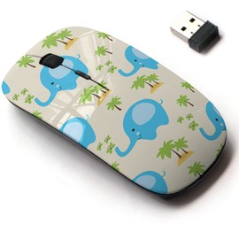 2.4G Wireless Mouse with Cute Pattern Design for All Laptops and Desktops with Nano Receiver - Childlike Cute Elephant