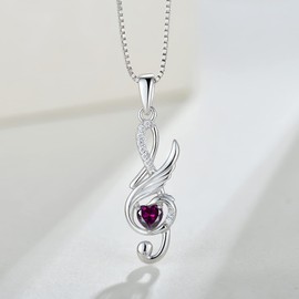 Starnny Heart Birthstone Chain Silver Women's 925 Infinity Necklace with 5A Cubic Zirconia for Women Mother Girlfriend Mum, Sterling Silver White Gold, Cubic Zirconia