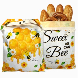 PACOTK Beeswax Bread Bags 2 Packs Sweet Bee Sourdough Bread Bag Be Kind Reusable Bread Bags For Sourdough Bread Linen Homemade Bees Wax Wraps Loaf Bags 16x12.5 Inches Food Storage Cloth Bag