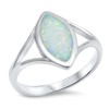 White Simulated Opal Large Unique Filigree Ring .925 Sterling Silver