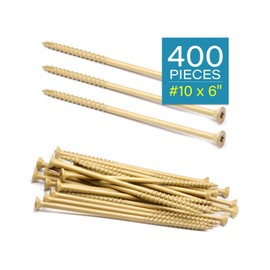 IMScrews 6 Inch Exterior Deck Screws, #10 x 6 Inch Torx (Star) Drive Long Flat Head Wood Screws for Outdoor Timber, Logs, and Landscaping Wood - Rust-Resistant Decking Screws - Tan, Pack of 400