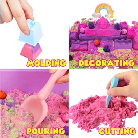 AGENTLAN Unicorn Sensory Bin, Unicorn Sensory Toys with Play Sand for Toddlers Boys and Girls, Kids Toys Gift Sand Box for Age 3 4 5 6 7 8