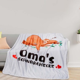 LAMEK Oma Kuscheldecke Flauschig Decke Faultier Omas SCHNARCHECKE Fleecedecke Flanell Sofadecke Geschenk Geburtstagsgeschenk für Großmutter Geburtstag Muttertag Thanksgiving Weihnachten,130x150 cm