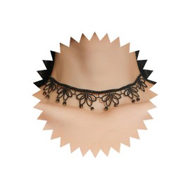 Atentuyi Boho Gothic Lotus Flower Lace Choker Black Necklace Gold Bead Tassel Necklace Rose Choker Vintage Floral Choker Collar Short Clavicle Necklace Jewelry for Women Teen