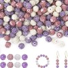 100Pcs Rhinestone Beads 10mm Purple Sparkle Round Shamballa Disco Ball