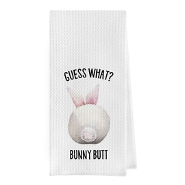 Geqtt Bunny Easter Dish Towels - Funny Bunny Butt Waffle Weave Kitchen Towels, Bunny Hand Towel, Rabbit Tea Towel, Easter Gifts (16×24 Inches)