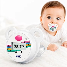FDK Baby Pacifier Oral Thermometer, High Accuracy Digital Newborn Thermometer with LCD Display, Sick Toddler Essentials Waterproof Mouth Temperature Reader for Easy Fever Monitoring