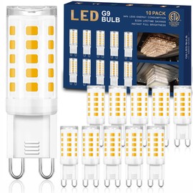 winshine 10 Pack G9 LED Bulb 3000K Warm White, T4 G9 Light Bulb 4W (40W Halogen Equivalent), T4 G9 Bi Pin Ceramic Base 360°Beam Angle 400 Lumen for Chandelier Ceiling Pendant Lighting No-Dimmable