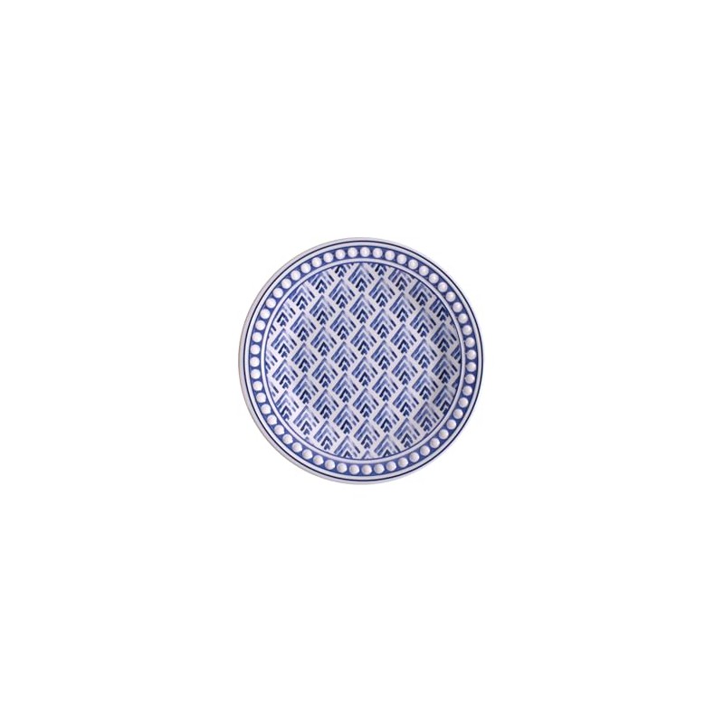 Merritt Savannah 6"" Melamine Saucer Appetizer Bread Plate, Blue/White, Set