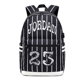 Didonia Basketball Player 23 Backpack Laptop Travel Bag Men's Women's Teenage Schoolbag (black- white)